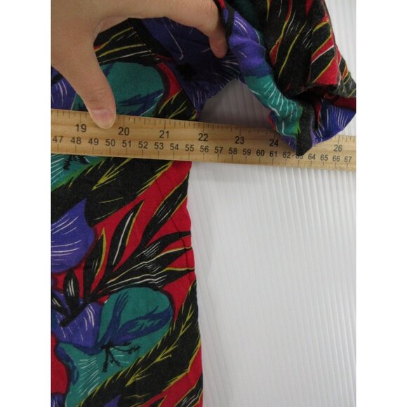 VINTAGE Hawaiian Shirt Medium Weekends Only Floral Loop Collar Camp 90s - Picture 5 of 10